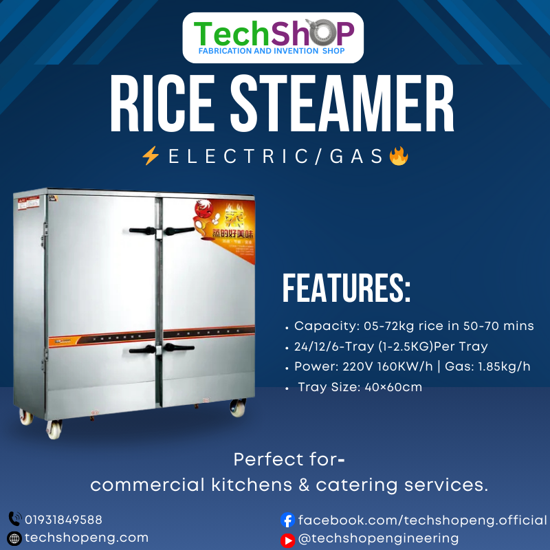  Electric/Gas Rice Steamer – Tray Type | 6/12/24 Trays | 5–72kg Capacity