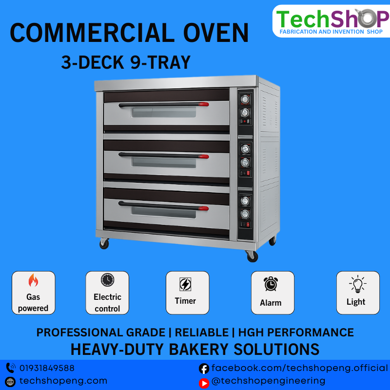 Commercial Deck Oven 3-Deck 9-Tray | Heavy-Duty Bakery Oven