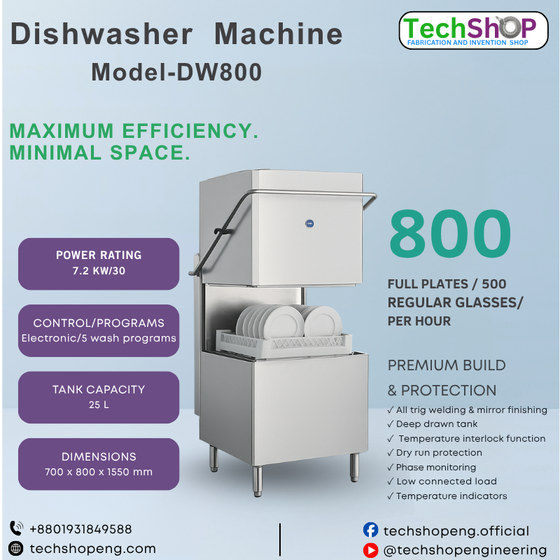 DW-800 Commercial Dishwasher Machine – High-Capacity Industrial Dishwashing Solution