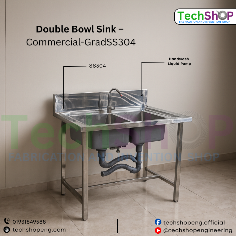 Double Bowl Sink – Commercial-Grade Stainless Steel SS304