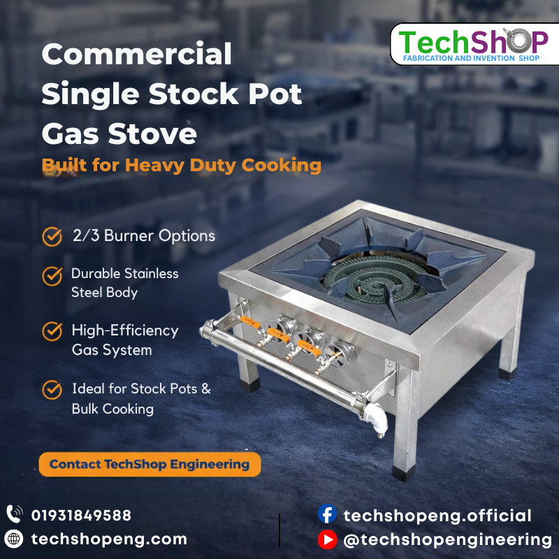Commercial Single Stock Pot Gas Stove | Heavy-Duty Stainless Steel Table-Top Burner