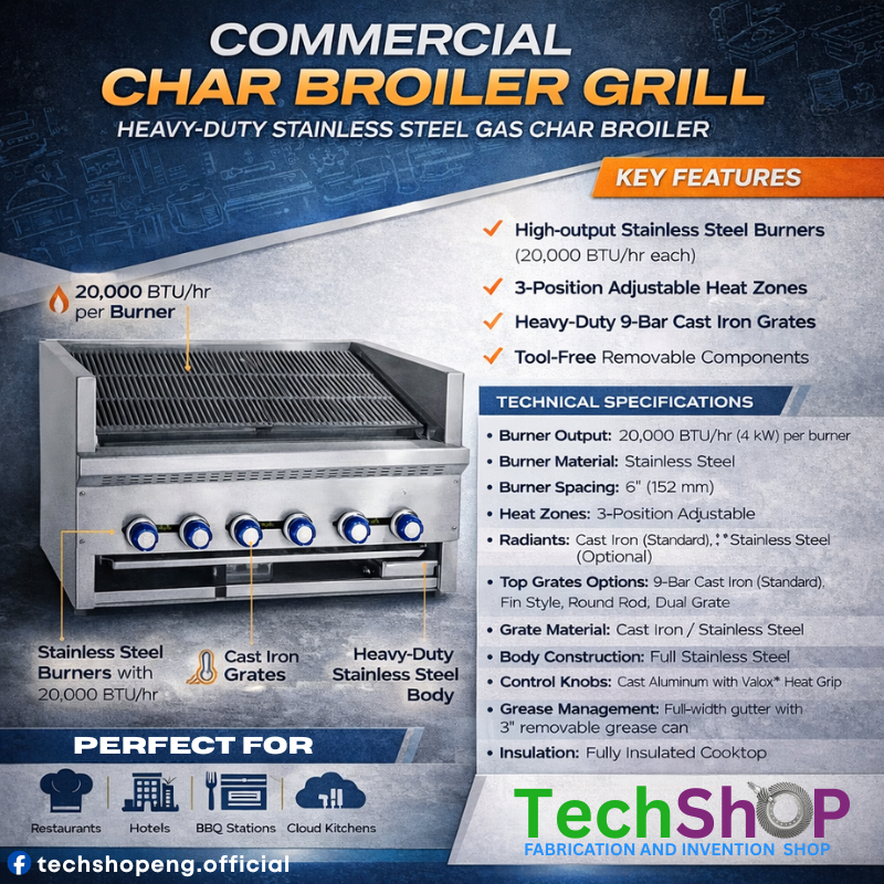 Commercial Char Broiler Grill | Heavy-Duty Stainless Steel Gas Char Broiler