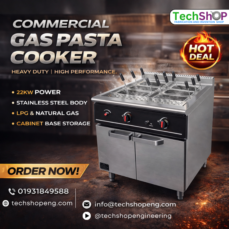 Commercial Gas Pasta Cooker with Cabinet Base