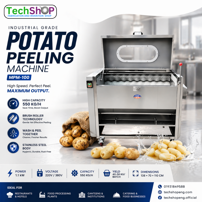 Industrial Potato Peeling Machine MPM-100 | Brush Roller Washer & Peeler
