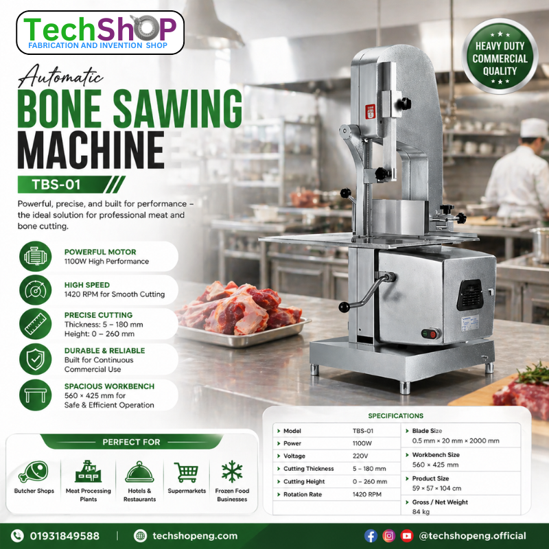 Automatic Bone Sawing Machine TBS-01 | Commercial Meat & Bone Cutting Machine 1100W