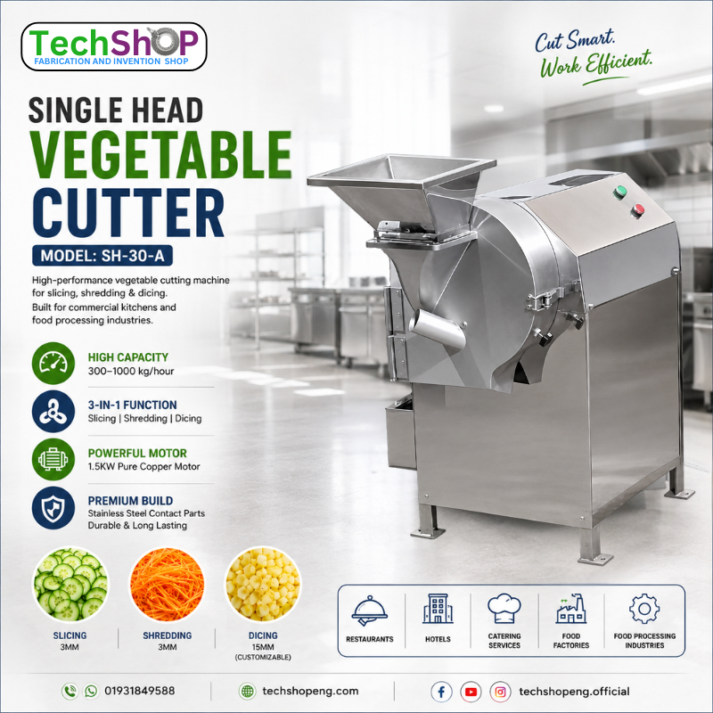 TechShop Engineering Single Head Vegetable Cutter Machine SH-30-A | Commercial Vegetable Slicer, Shredder & Dicer