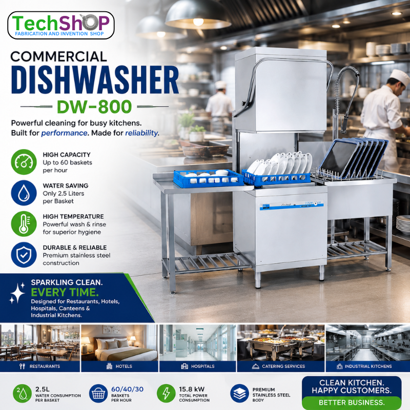 DW-800 Commercial Dishwasher Machine – High-Capacity Industrial Dishwashing Solution