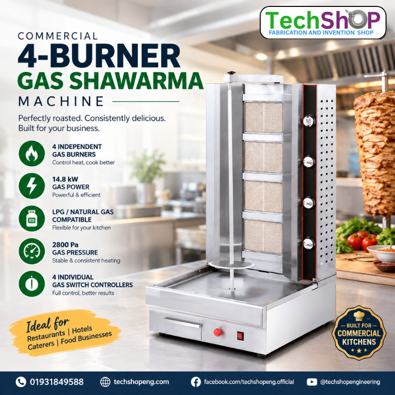 4-Burner Commercial Gas Shawarma Machine