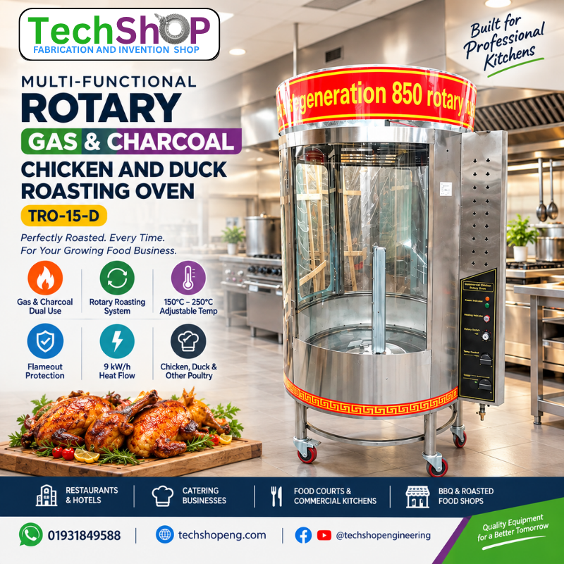 Multi-Functional Rotary Gas & Charcoal Chicken and Duck Roasting Oven – TRO-15-D