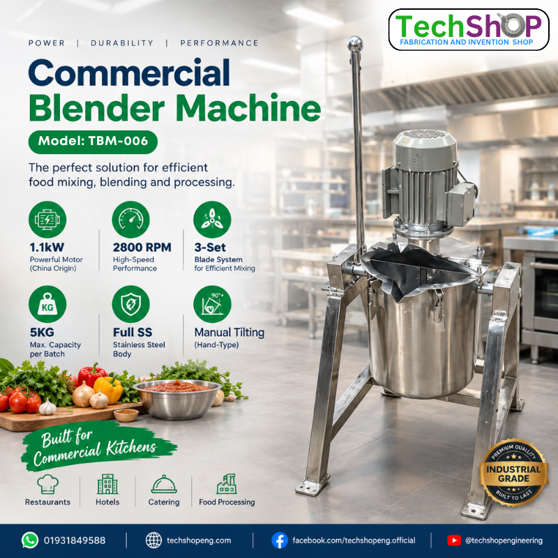 Commercial Industrial Food Blender Machine – TBM-006 | 5KG Capacity 